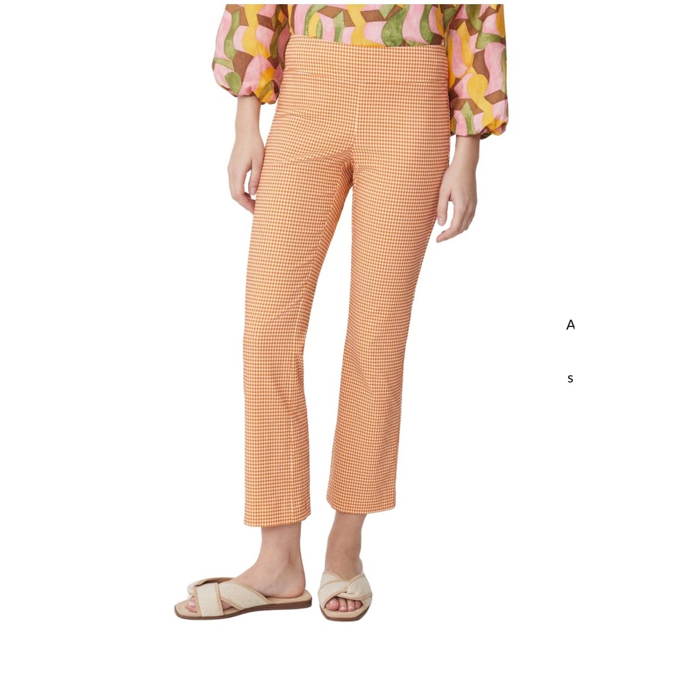 J.McLaughlin Pants Gingham Check 4 Orange White Straight Leg Stretch